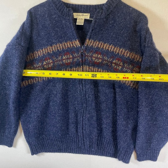 Eddie Bauer Nordic Fair Isle Full Zip Cardigan Sweater Lambswool - Size L - Picture 6 of 6
